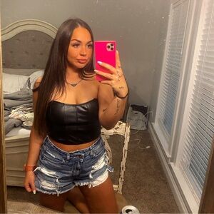 Faux, leather corset crop top size small